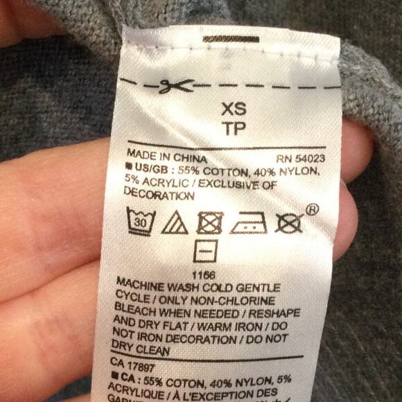 Banana Republic Womens Belted Cardigan Size XS Cotton Grey Coquette Y2K Classic - Picture 8 of 8